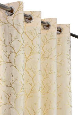 CurtainWala 213.36 cm (7 ft) Velvet Room Darkening Door Curtain Single Curtain(Floral, Cream)