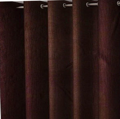 DEHATI STORE 272 cm (9 ft) Long Door Polyester Semi Transparent Curtain Single Curtain(Brown 9ft Curtains, Solid)