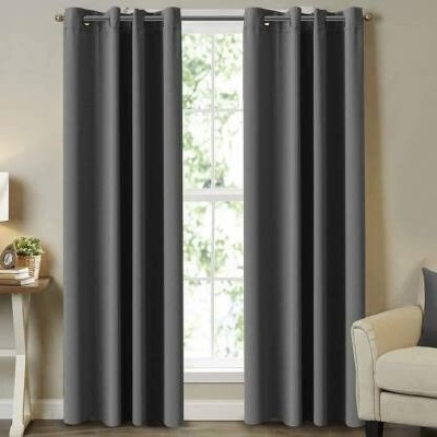 VarshNil 274.32 cm (9 ft) Polyester Blackout Long Door Curtain (Pack Of 2)(Solid, Grey)