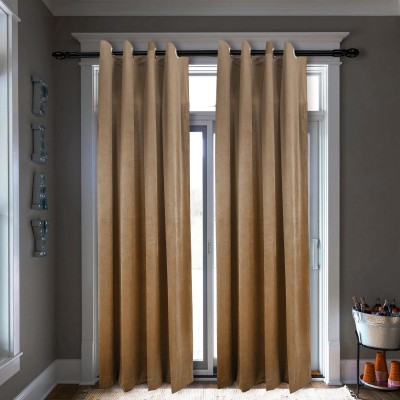 Dulhan Enterprises 274 cm (9 ft) Velvet Room Darkening Long Door Curtain (Pack Of 2)(Plain, Chocolate Brown)