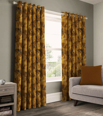 Casableu 213.36 cm (7 ft) Door Polyester Blackout Curtain (Pack Of 2)(Rust, Printed)
