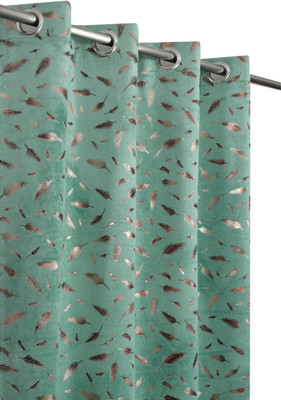 Drape And Decor 213.36 cm (7 ft) Door Velvet Room Darkening Curtain (Pack Of 2)(Light Aqua, Self Design)