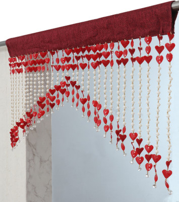VOBLIN 60 cm (2 ft) Door PVC Transparent Curtain Single Curtain(2FT-RED, Self Design)