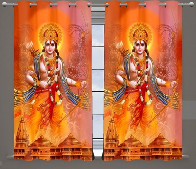 BLENZZA DECO 152 cm (5 ft) Polyester Semi Transparent Door Curtain (Pack Of 2)(Printed, Ram Ji (22))