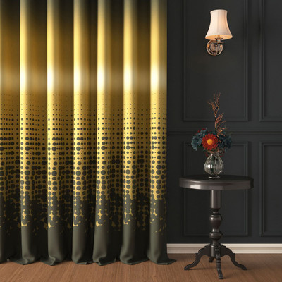 Story@home 152 cm (5 ft) Window Polyester Blackout Curtain Single Curtain(Dark Grey,Golden, Printed)