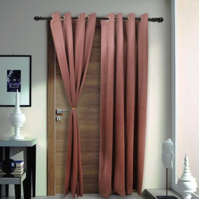 Dulhan Enterprises 213 cm (7 ft) Velvet Room Darkening Door Curtain (Pack Of 2)(Plain, PASTEL PINK)