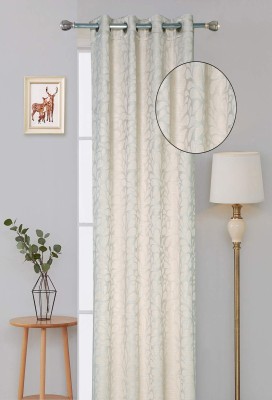 Elegance 274 cm (9 ft) Polycotton Semi Transparent Long Door Curtain Single Curtain(Floral, Light Beige)