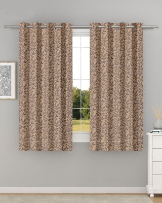 THE DRAPE DIARY 152 cm (5 ft) Polyester, Cotton Room Darkening Window Curtain Single Curtain(Floral, COFFEE)