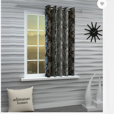 Adimanav 152.4 cm (5 ft) Window Polyester Semi Transparent Curtain Single Curtain(Brown, Printed)