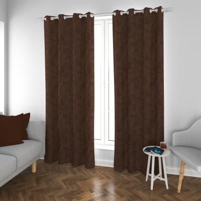 ARTCURTAIN 214 cm (7 ft) Polyester Blackout Door Curtain (Pack Of 2)(Solid, Coffee)