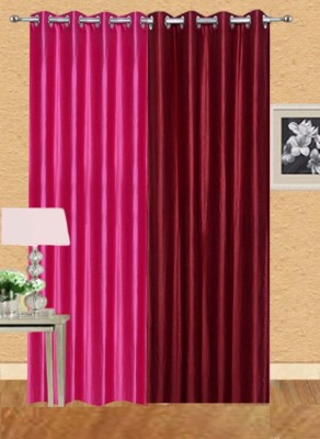 Stella Creations 274 cm (9 ft) Polyester Room Darkening Long Door Curtain (Pack Of 2)(Solid, Maroon, Pink)