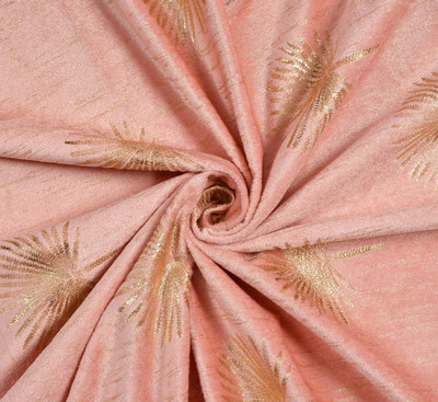 HOMETRESSA 153 cm (5 ft) Window Velvet Semi Transparent Curtain Single Curtain(Light pink, Printed)