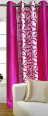 kanhomz 274.32 cm (9 ft) Polyester Blackout Long Door Curtain Single Curtain(Printed, Pink)