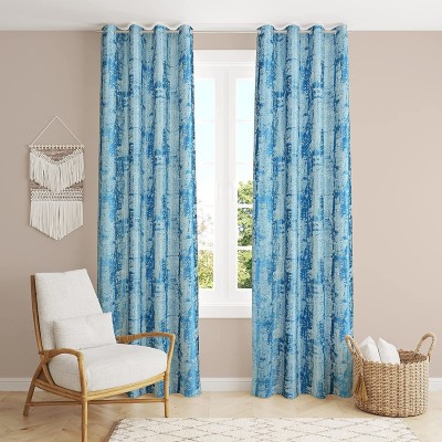 LAfiona 273 cm (9 ft) Satin Blackout Long Door Curtain (Pack Of 2)(Self Design, AQUA)