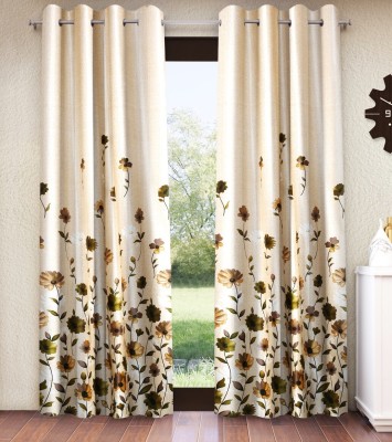 Home Sizzler 153 cm (5 ft) Polyester Semi Transparent Window Curtain (Pack Of 2)(Floral, Green)