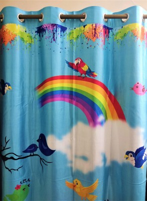 KNIT VIBES 214 cm (7 ft) Polyester Room Darkening Door Curtain Single Curtain(3D Printed, Rainbow Sky Blue)