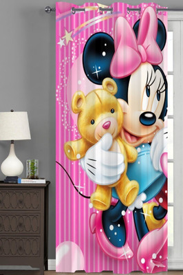 Ad Nx 274 cm (9 ft) Long Door Polyester Room Darkening Curtain Single Curtain(Pink, Cartoon)