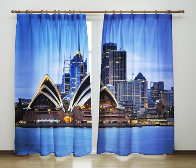 SJV 274 cm (9 ft) Polyester Room Darkening Long Door Curtain (Pack Of 2)(Printed, Blue)