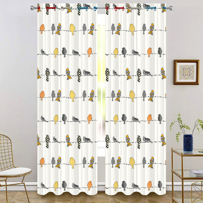 LHD 214 cm (7 ft) Door Polyester Room Darkening Curtain Single Curtain(Yellow, Floral)