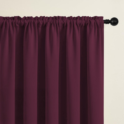 LINENWALAS 259.08 cm (9 ft) Door Polyester Blackout Curtain (Pack Of 2)(Wine, Solid)