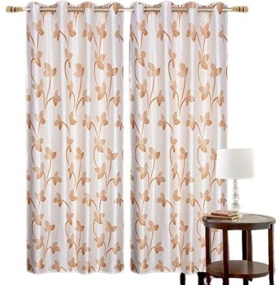 NAVSANG 213 cm (7 ft) Polyester Room Darkening Door Curtain (Pack Of 2)(Self Design, Orange)