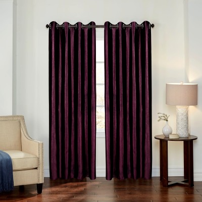 Kanodia Poly Fab 213 cm (7 ft) Polyester Room Darkening Door Curtain (Pack Of 2)(Solid, Wine)