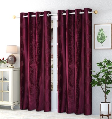 Impression Hut 274 cm (9 ft) Polyester Room Darkening Long Door Curtain (Pack Of 2)(Solid, WINE)