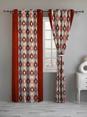 Lunar Days 213 cm (7 ft) Door Polyester Room Darkening Curtain (Pack Of 2)(Maroon, Floral)