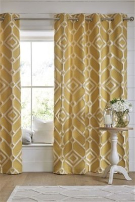 Fashion Point 214 cm (7 ft) Polyester Room Darkening Door Curtain (Pack Of 2)(Geometric, Yellow)