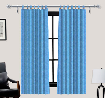 Nissi 150 cm (5 ft) Window Cotton Room Darkening Curtain (Pack Of 2)(Blue, Plain)