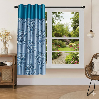 DARSHANAM WORLD 152 cm (5 ft) Polyester Semi Transparent Window Curtain Single Curtain(Printed, Blue)