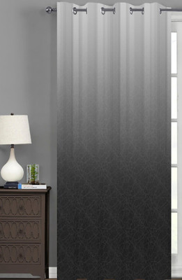 RISKY FAB 274 cm (9 ft) Long Door Polyester Room Darkening Curtain Single Curtain(Grey, Printed)