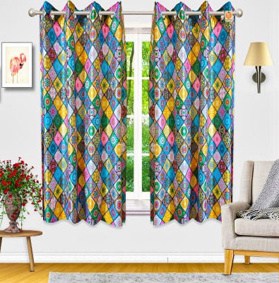 KANUSHI 153 cm (5 ft) Polyester Semi Transparent Window Curtain (Pack Of 2)(Geometric, Multicolor)