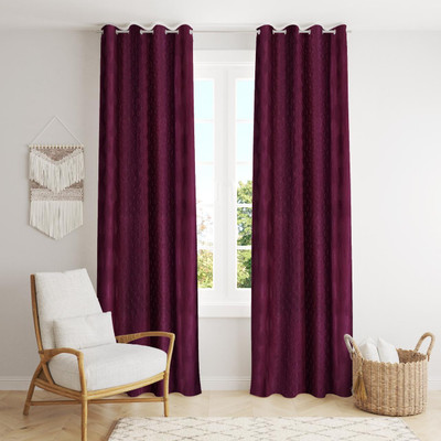 VIRIDIAN DECOR 213 cm (7 ft) Door Velvet Room Darkening Curtain (Pack Of 2)(Violet, Solid)