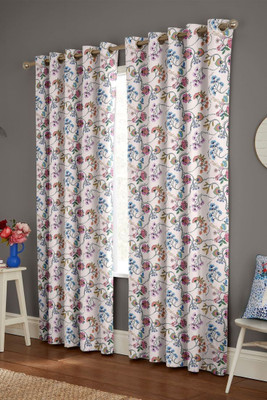 nobel fab 214 cm (7 ft) Door Polyester Room Darkening Curtain Single Curtain(Blue, Floral)