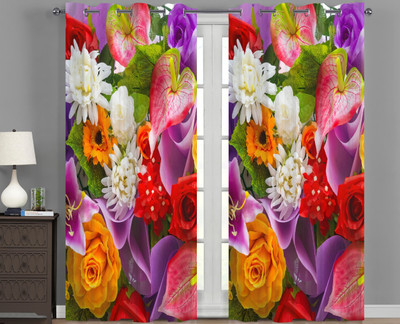 BEST FAB 154 cm (5 ft) Window Polyester Room Darkening Curtain Single Curtain(Red, Floral)