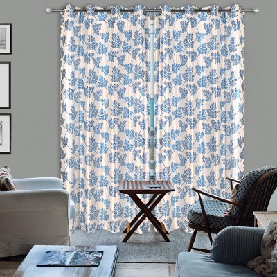 Impression Hut 274 cm (9 ft) Polyester Room Darkening Long Door Curtain (Pack Of 2)(Printed, Blue)