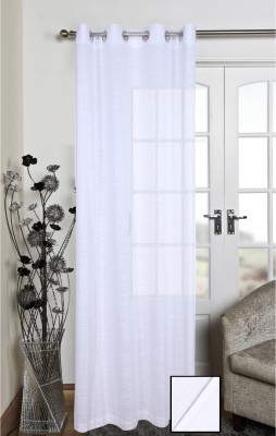 Curtainkart 274.32 cm (9 ft) Cotton Semi Transparent Long Door Curtain Single Curtain(Solid, White)