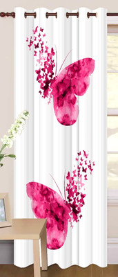 BEST FAB 214 cm (7 ft) Door Polyester Room Darkening Curtain Single Curtain(Red, Floral)
