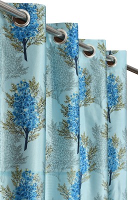Lucacci 274 cm (9 ft) Polyester Semi Transparent Long Door Curtain (Pack Of 2)(Printed, Blue)