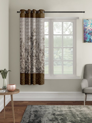 Cortina 150 cm (5 ft) Polyester Semi Transparent Window Curtain Single Curtain(Printed, Brown)