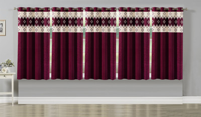 Flipkart SmartBuy 152 cm (5 ft) Window Polyester Semi Transparent Curtain (Pack Of 5)(Wine, Abstract)