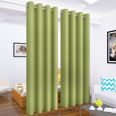 Story@home 275 cm (9 ft) Polyester, Silk Blackout Long Door Curtain (Pack Of 2)(Solid, Light Green)