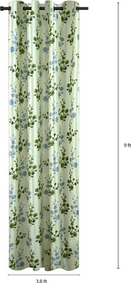 Flipkart SmartBuy 274 cm (9 ft) Long Door Polyester Semi Transparent Curtain (Pack Of 4)(Green, Printed)