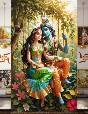 WO FLORA 213 cm (7 ft) Door Polyester Room Darkening Curtain Single Curtain(RADHA KRISHNA PARK, Printed)