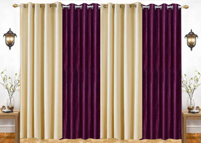 India Furnish 274 cm (9 ft) Long Door Polyester Room Darkening Curtain (Pack Of 4)(Cream & Wine, Plain, Solid)