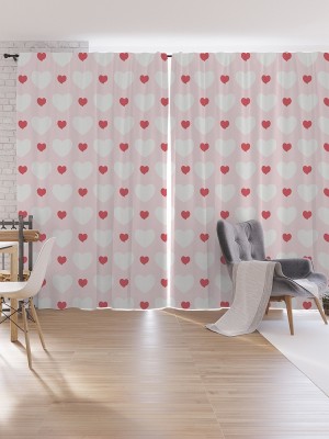 VMV 274 cm (9 ft) Polyester Room Darkening Long Door Curtain (Pack Of 2)(Printed, Pink)