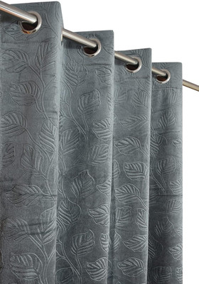 Galaxy Home Decor 153 cm (5 ft) Window Velvet Room Darkening Curtain (Pack Of 2)(Grey, Self Design)
