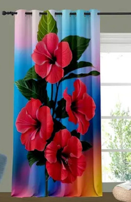 OHD 214 cm (7 ft) Door Polyester Room Darkening Curtain Single Curtain(Green, Floral)