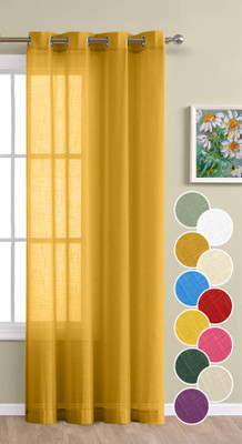 The Linen Company 243.36 cm (8 ft) Shower Cotton Semi Transparent Curtain Single Curtain(Mustard, Solid)